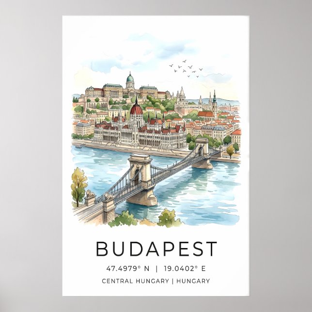 Impressão de Arte de Parede de Budapeste Paisagem  (Frente)