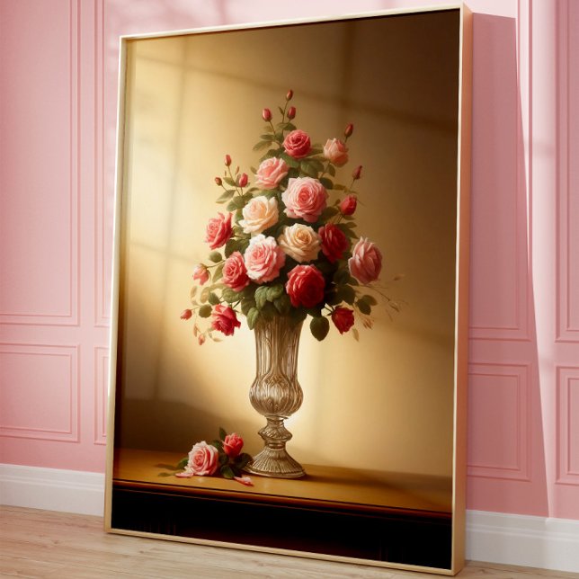 Impressão de Arte de Parede de Buquê de Rosa Vinta (Criador carregado)
