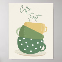 Impressão de Arte de Parede de Canecas Retro Boho 