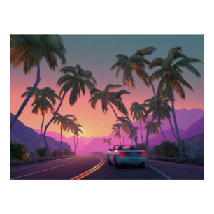 Impressão de Arte de Passeio ao Pôr do Sol Retro