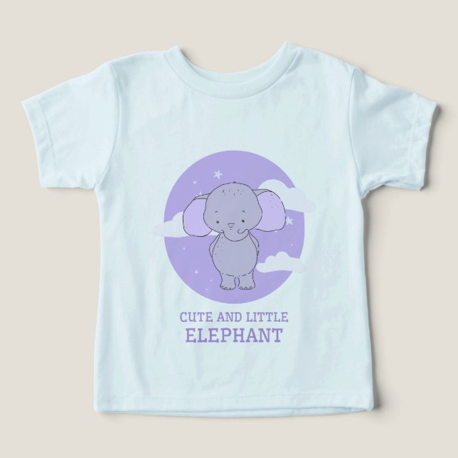 Impressão de Arte de Pequeno Elefante Lavanda (Design frontal)
