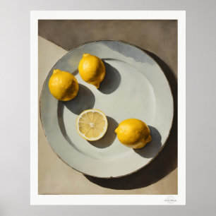 Impressão de Arte de Pintura a Óleo de Limão Rústi