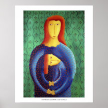 Impressão de Arte de Pintura de Mãe e Filha