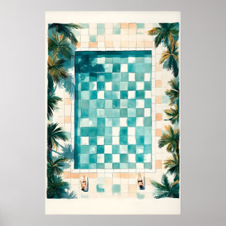 Impressão de Arte de Piscina Casa de Praia Costeir