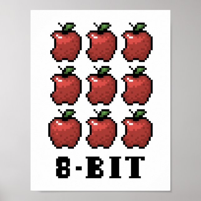 impressão de Arte de Pixel de Maçãs de 8 Bits (Frente)