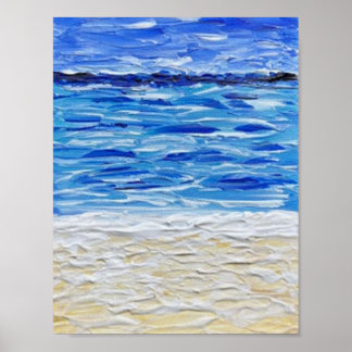 Impressão de Arte de Praia com Textura Azul
