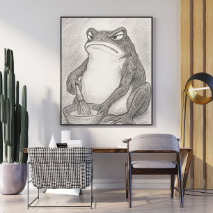 Impressão de Arte de Rã Japonesa Minimalista Mat