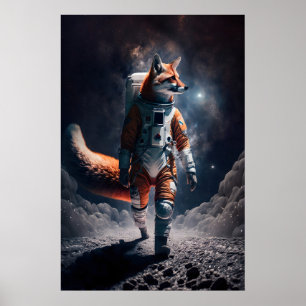 Impressão de arte de raposa astronauta traje espac