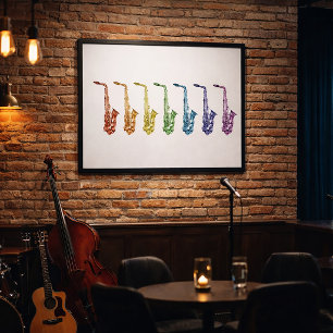Impressão de Arte de Saxofone Arco-íris