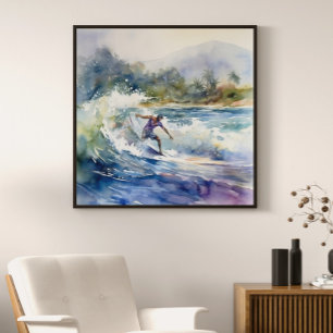 Impressão de arte de surf na costa norte de Oahu n