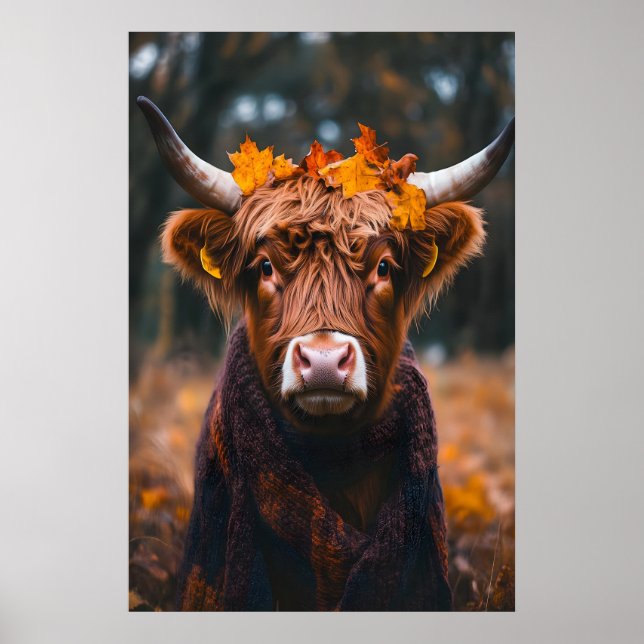Impressão de Arte de Vaca das Terras Altas, Cachec (Frente)