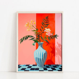 Impressão de Arte de Vaso de Flores, Pintura a Óle