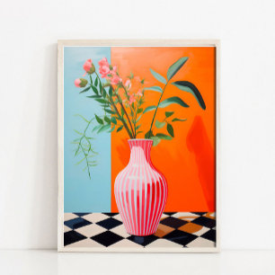 Impressão de Arte de Vaso de Flores, Pintura a Óle