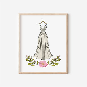 Impressão de arte de vestido de noiva etéreo desen