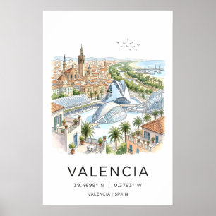 Impressão de Arte de Viagem em Valência - Terraços