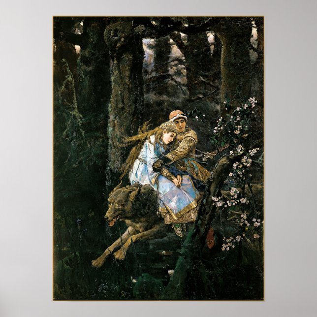 Impressão de Arte de Wolf Fantasy Cinza (Frente)