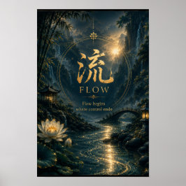 Impressão de Arte do Caractere Chinês 流 Fluxo (Liú