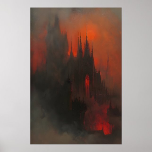 Impressão de Arte do Castelo Gótico Escuro do Drác (Frente)
