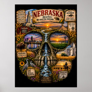 Impressão de Arte do Crânio de Nebraska Estado d