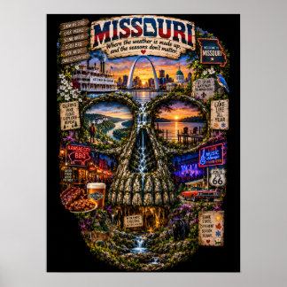 Impressão de Arte do Crânio do Missouri | Estado d