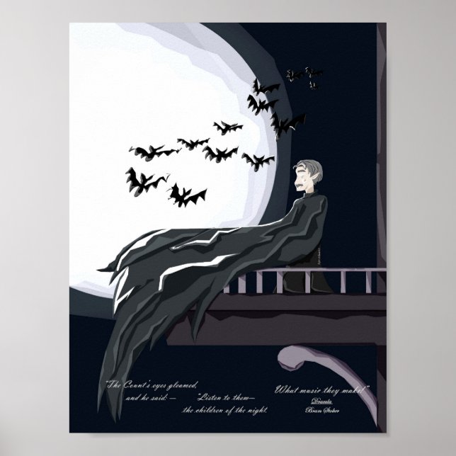 Impressão de Arte do Drácula de Halloween (Frente)