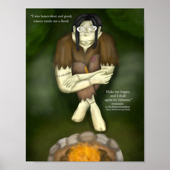 Impressão de Arte do Frankenstein do Halloween (Frente)