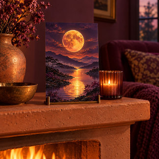 Impressão de Arte do Nascer da Lua Âmbar