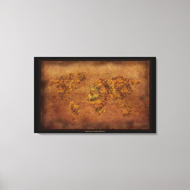 Impressão de Arte do Novo Mapa Mundial, estilo Vin (Frente)