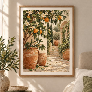 Impressão de Arte do Pátio de Flor de Laranjeira