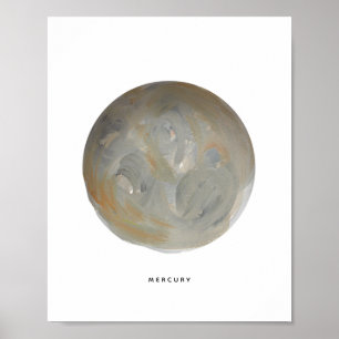 Impressão de Arte do Planeta Mercúrio Pintado
