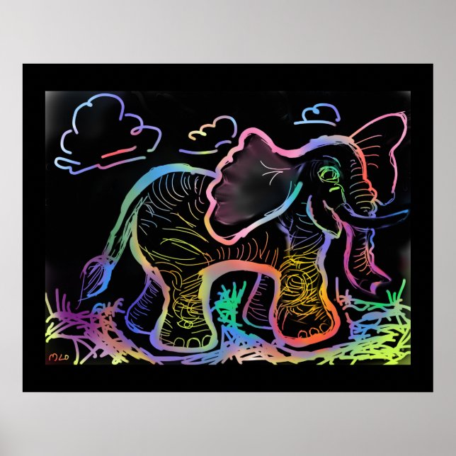 Impressão de Arte do Rainbow Elephant (Frente)