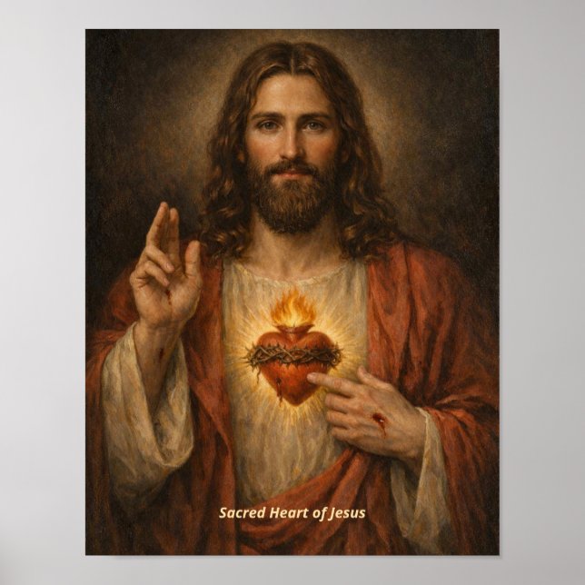 Impressão de Arte do Sagrado Coração de Jesus (Frente)