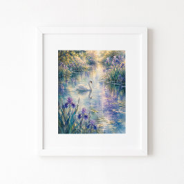 Impressão de Arte em Aquarela Cisne Entre Íris