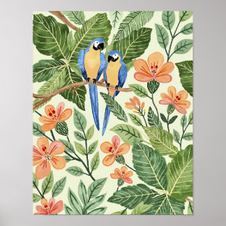 Impressão de Arte em Aquarela da Selva Tropical de