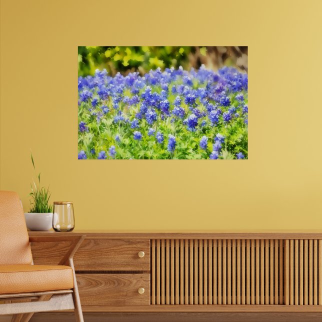 Impressão de Arte em Aquarela de Bluebonnets do Te (Sala de Estar 2)