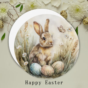 Impressão de Arte em Aquarela de Bunny Meadow Vint