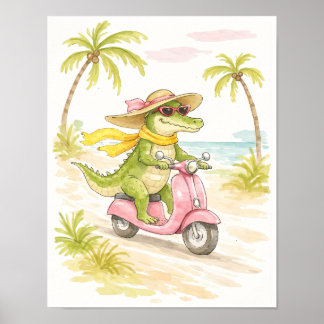 Impressão de Arte em Aquarela de Crocodilo de Prai