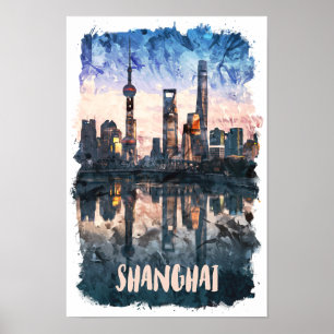 Impressão de Arte em Aquarela do Horizonte de Xang