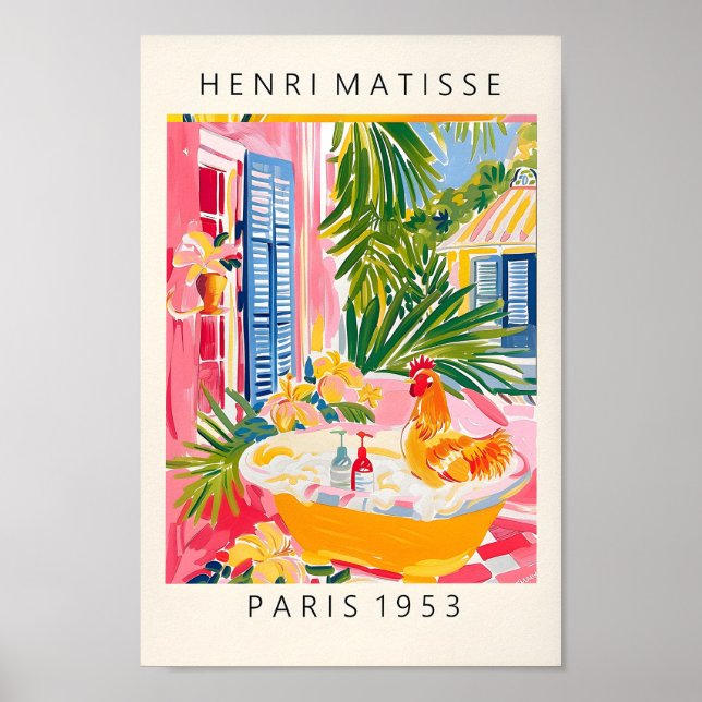 Impressão de Arte em Frango, Decoração Rústica, Fa (Frente)