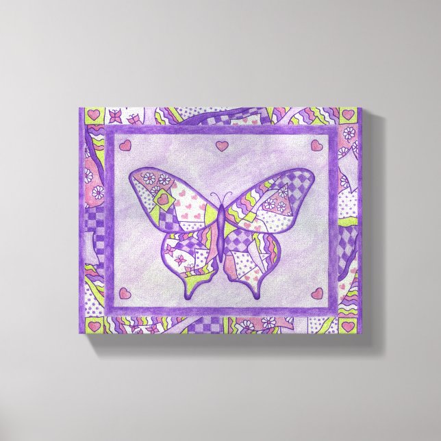 Impressão de Arte em Tela Borboleta Roxa (Frente)