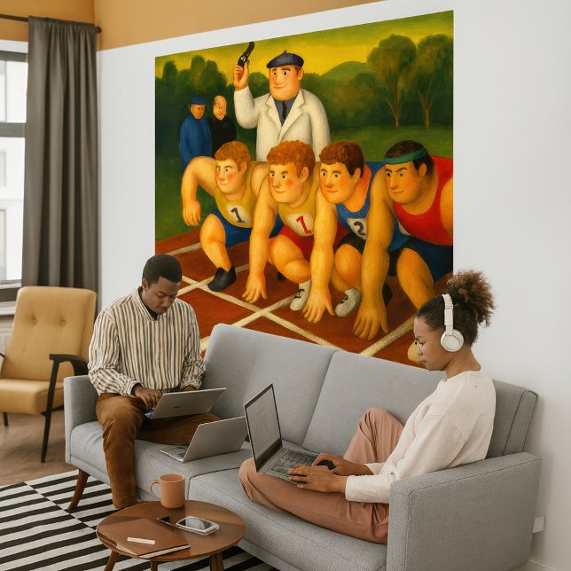 Impressão de Arte em Tela Envelopada Grande - Corr (Sprinters - Large Wrapped Canvas Art Print)