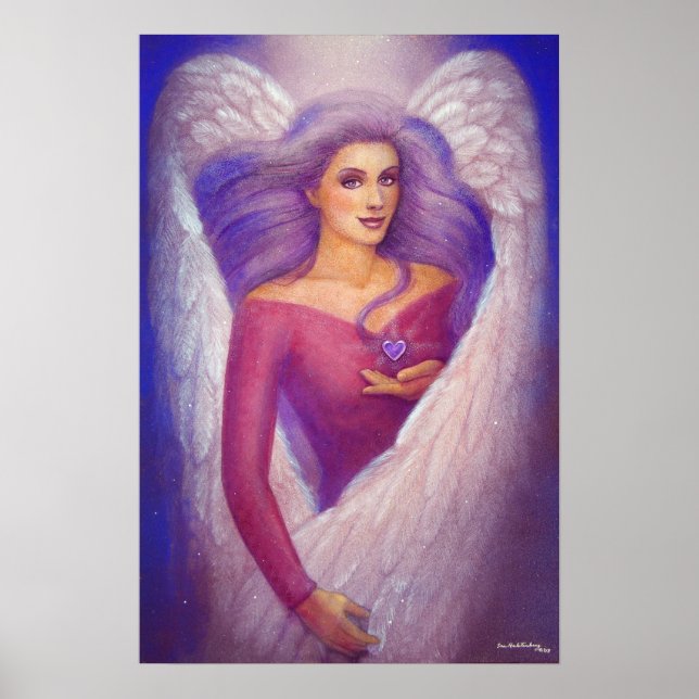 Impressão de Arte Espiritual do Coração lavanda (Frente)