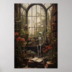Impressão de Arte Esqueleto da Biblioteca Botânica