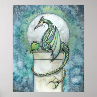 Impressão de Arte Fantástica do Dragão Verde por M
