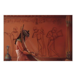 Impressão de Arte Fina de Harpista Egípcia Antiga