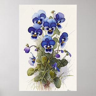 Impressão de Arte Flor Azul Violas