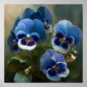 Impressão de Arte Flor Azul Violas