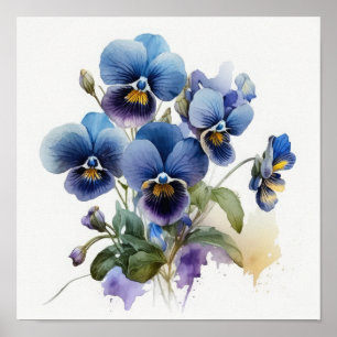 Impressão de Arte Flor Azul Violas