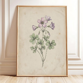 Impressão de Arte Flor de Oxalis em Estilo Farmhou