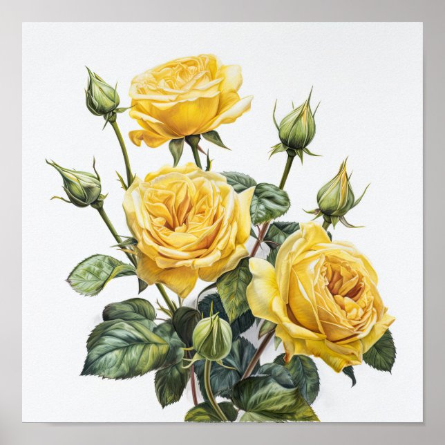 Impressão de Arte Flor de Rosas Amarelas (Frente)
